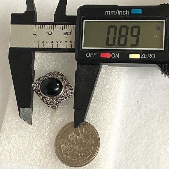 Sterling Silver 925 Thailand Scrollwork Filigree Oval Black Onyx Ring Sz 6.75 - Picture 13 of 16